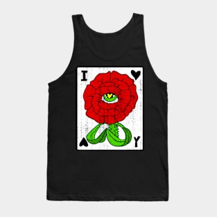 loving rose, relationship illustration. flower with eyes on you. Tank Top